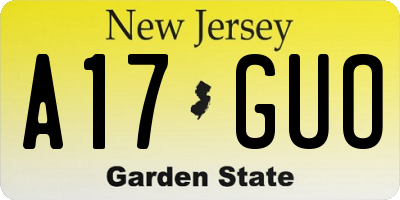 NJ license plate A17GUO