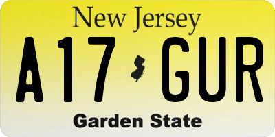 NJ license plate A17GUR