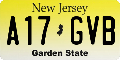 NJ license plate A17GVB