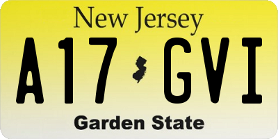 NJ license plate A17GVI