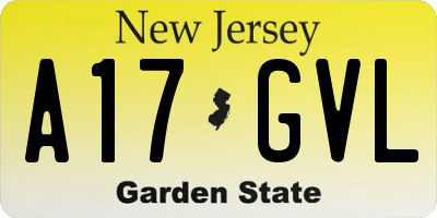 NJ license plate A17GVL