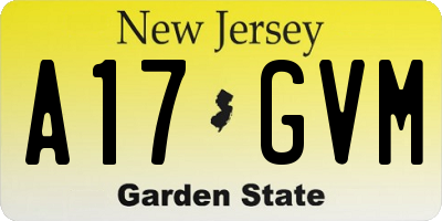 NJ license plate A17GVM