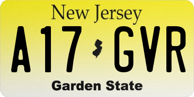 NJ license plate A17GVR