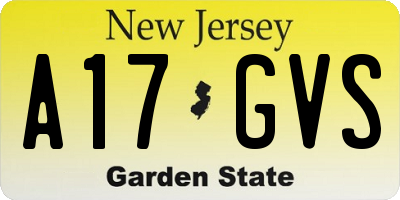NJ license plate A17GVS
