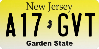 NJ license plate A17GVT