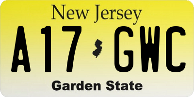 NJ license plate A17GWC
