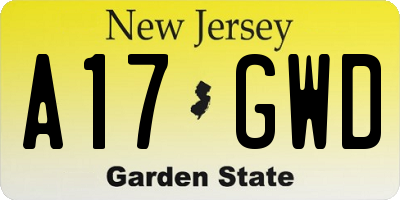 NJ license plate A17GWD