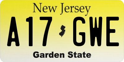 NJ license plate A17GWE