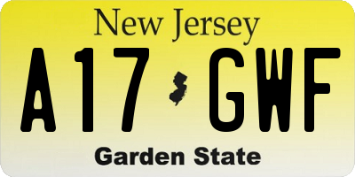 NJ license plate A17GWF
