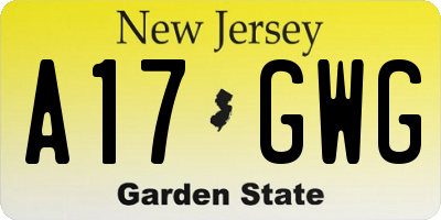 NJ license plate A17GWG