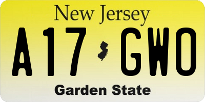 NJ license plate A17GWO