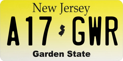 NJ license plate A17GWR
