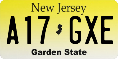 NJ license plate A17GXE