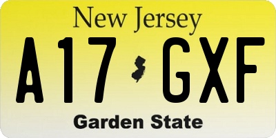 NJ license plate A17GXF
