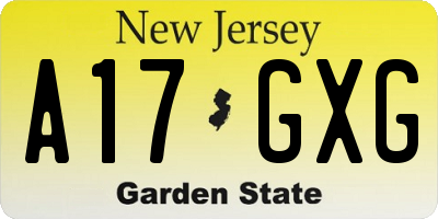 NJ license plate A17GXG