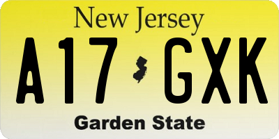 NJ license plate A17GXK