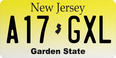 NJ license plate A17GXL