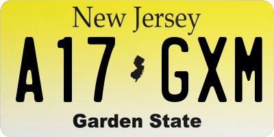 NJ license plate A17GXM