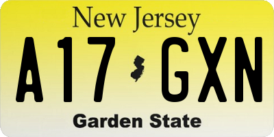 NJ license plate A17GXN