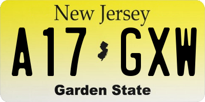 NJ license plate A17GXW