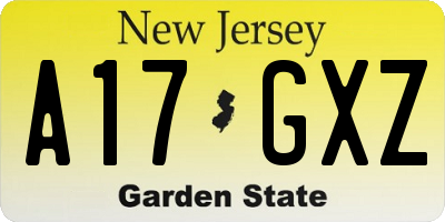 NJ license plate A17GXZ
