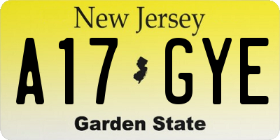 NJ license plate A17GYE