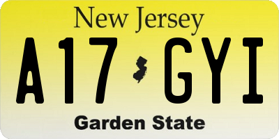 NJ license plate A17GYI
