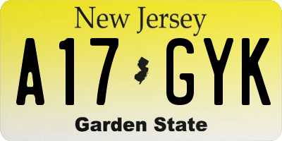 NJ license plate A17GYK