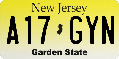 NJ license plate A17GYN