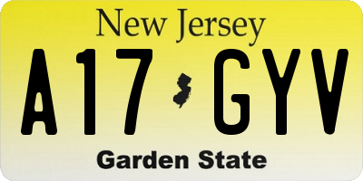 NJ license plate A17GYV