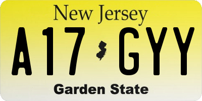 NJ license plate A17GYY