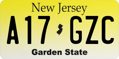 NJ license plate A17GZC