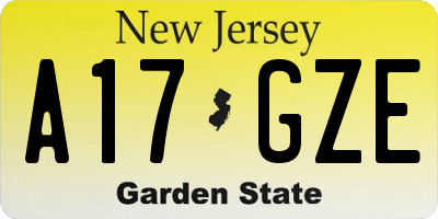 NJ license plate A17GZE
