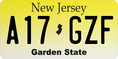 NJ license plate A17GZF