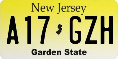NJ license plate A17GZH