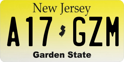 NJ license plate A17GZM
