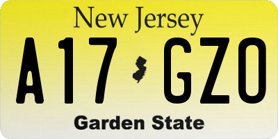 NJ license plate A17GZO