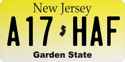 NJ license plate A17HAF