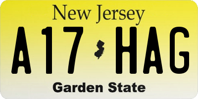NJ license plate A17HAG