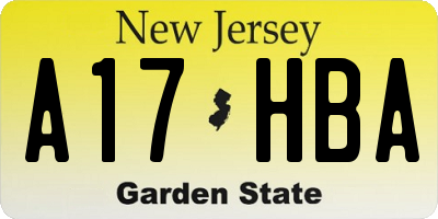 NJ license plate A17HBA