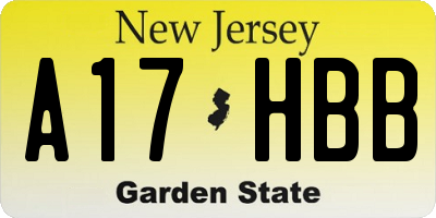 NJ license plate A17HBB