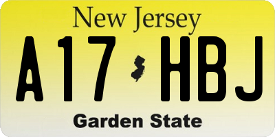NJ license plate A17HBJ