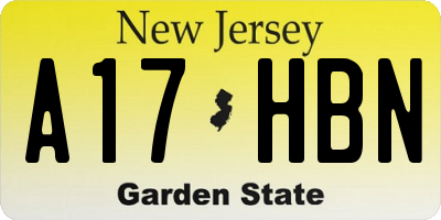 NJ license plate A17HBN