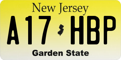 NJ license plate A17HBP