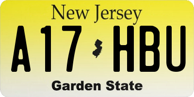 NJ license plate A17HBU