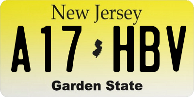 NJ license plate A17HBV