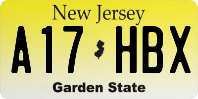 NJ license plate A17HBX