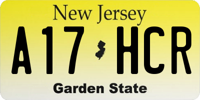 NJ license plate A17HCR