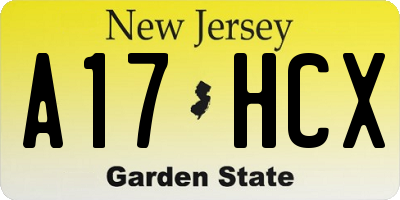 NJ license plate A17HCX