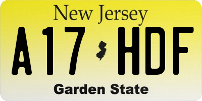 NJ license plate A17HDF